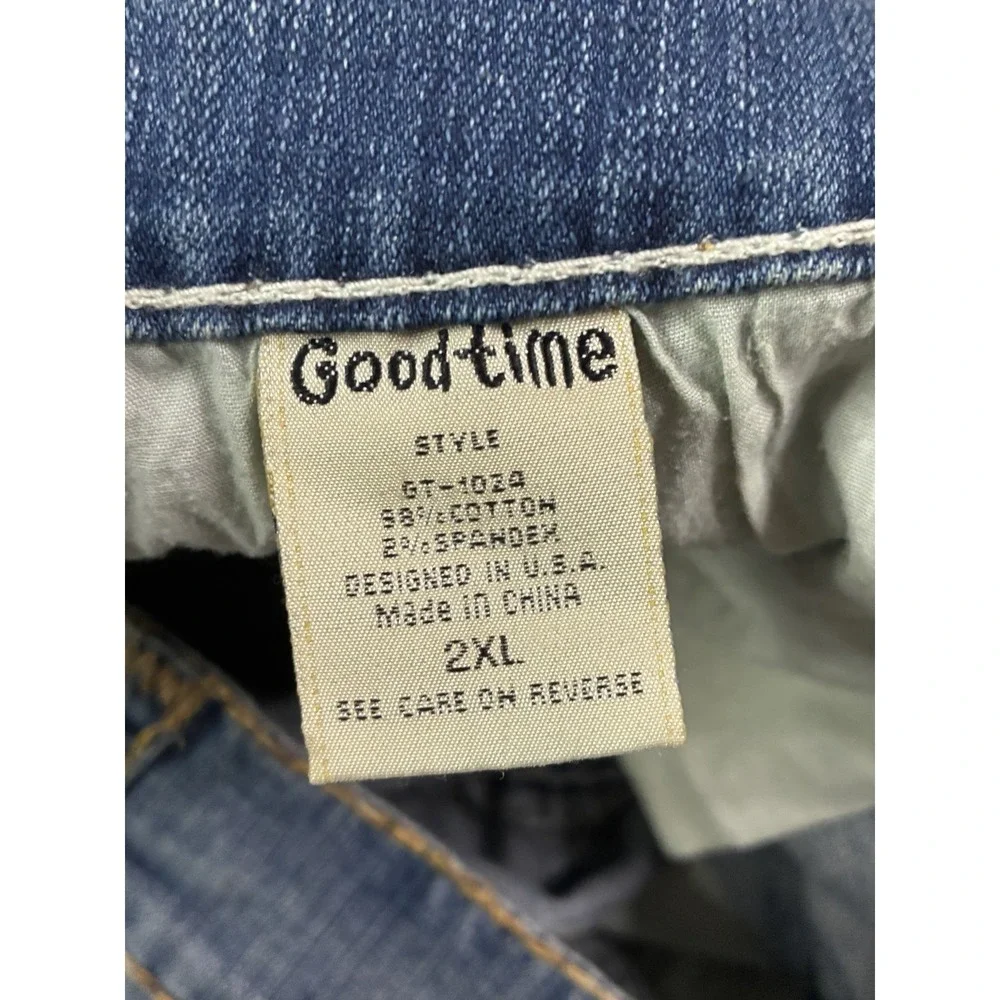 VTG Y2K Goodtime Jeans Denim Mini Skirt Thick Stitch Low Rise Plus Size 2XL